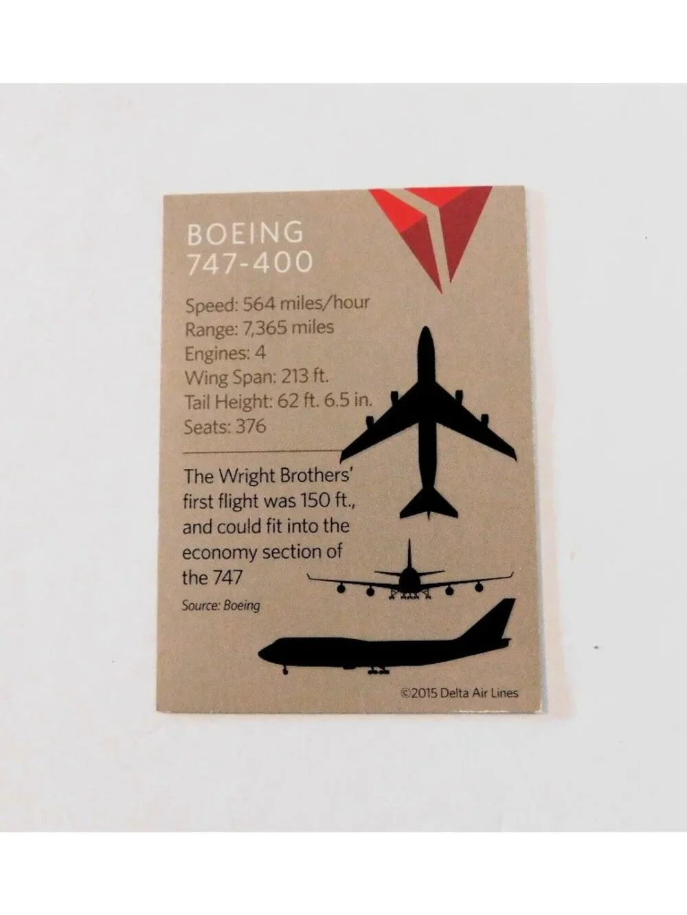 Delta Air Lines Boeing 747-400 Holographic 2015 Pilot Collector Card #33